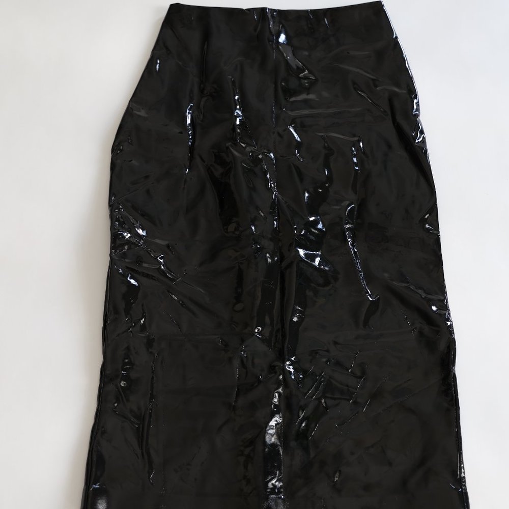 Commando Patent Midi Skirt (PVC, Vinyl Pencil Skirt) - Small